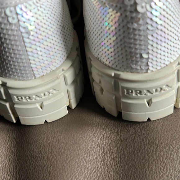 Prada white sequins double wheel platform - Picture 4 of 8
